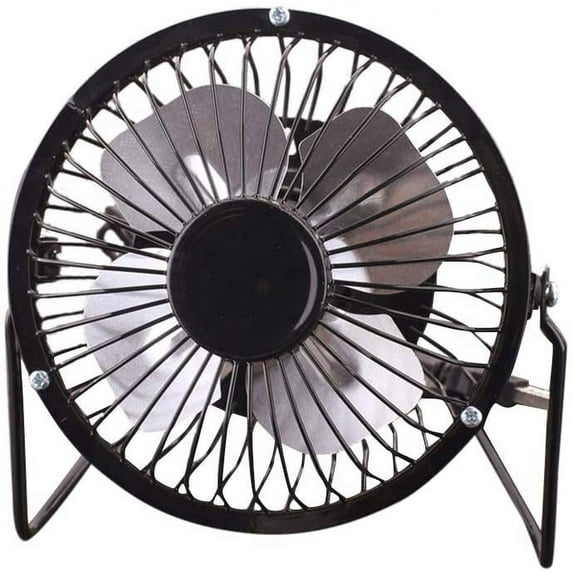 Chainplus 4" USB Personal Desk Fan – Portable Mini Table Cooling Fan - Plugs into Computer - Adjustable Tilt, Quiet, Metal Construction - Black