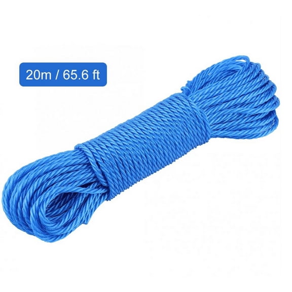 Chainplus 65.6 ft 4mm Nylon Rope Drying Clothes Hangers Washing Lines Cord Clothesline for Camping Outdoors Garden Travel Supplies (Blue)