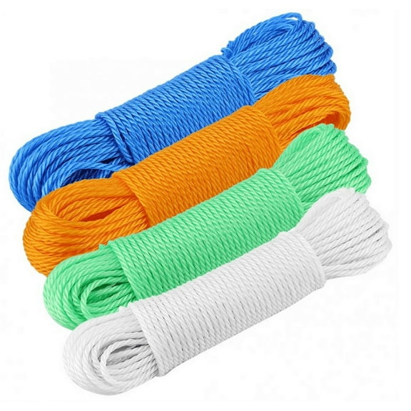 Chainplus 65.6 ft 4mm Nylon Rope Drying Clothes Hangers Washing Lines Cord Clothesline for Camping Outdoors Garden Travel Supplies (Orange)