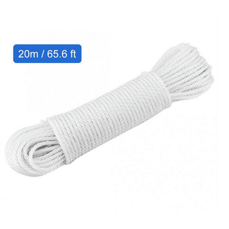 Chainplus 65.6 ft 4mm Nylon Rope Drying Clothes Hangers Washing Lines Cord  Clothesline for Camping Outdoors Garden Travel Supplies (White)