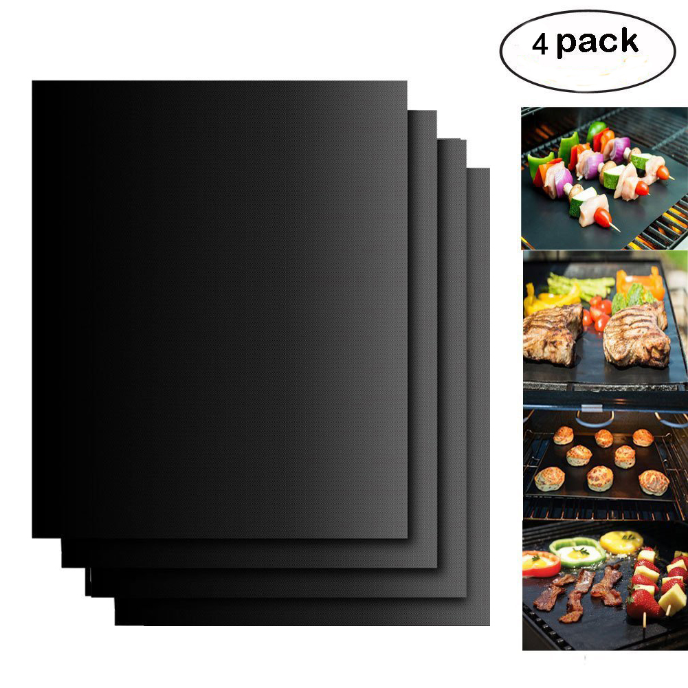 Chainplus BBQ Grill Mat - 100% Non-Stick 600 Degree Heavy Duty Mats (Set of 4) - Reusable, Easy to Clean Barbecue Grilling Accessories - Works on Electric Grill Gas Charcoal BBQ - image 1 of 6