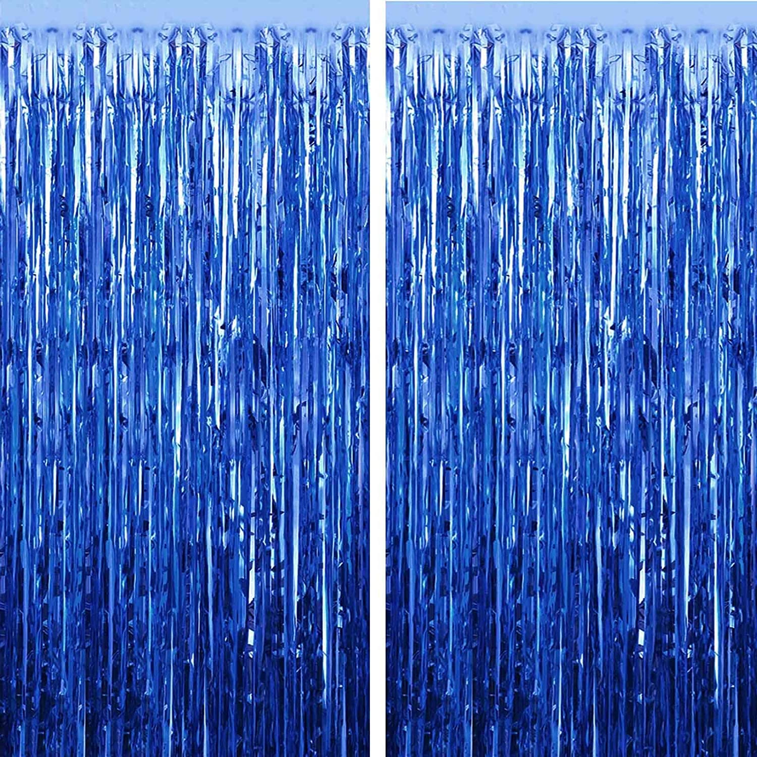 Chainplus Blue Foil Fringe Curtain, 2 Packs 3FT x 8FT Metallic Tinsel Door  Curtains Photo Booth Backdrop for Wedding Birthday Baby Shower Christmas  Graduation Celebration Hawaiian Party Decorations 