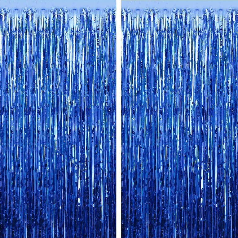  Metallic Tinsel Foil Fringe Curtains,3.2 ft x 8.2 ft Shimmer  Curtain Streamers Party Photo Backdrop for Birthday Wedding Party Baby  Shower Boy Decorations(Light Blue,Pack of 2) : Electronics