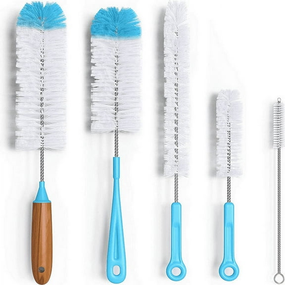 Chainplus Bottle Brush Cleaner 5 Pack, Long Water Bottle and Straw Cleaning Brush, Kitchen Wire Scrub Set for Washing Different Diameters and Sizes