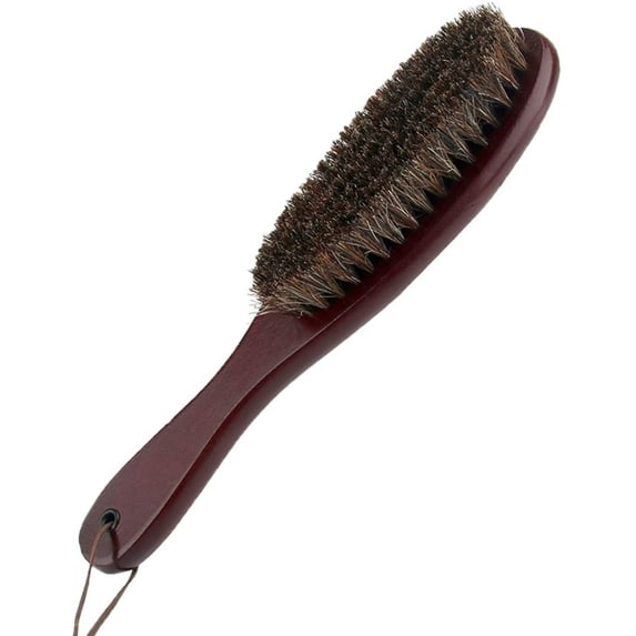 Chainplus Clothes Brush, Garment Brush, with Soft Horsehair and Wooden Handle, for Coat Men Suits Shoes Jacket Furniture Car Mat and Pet Hair (1-Pack,Walnut Wood))