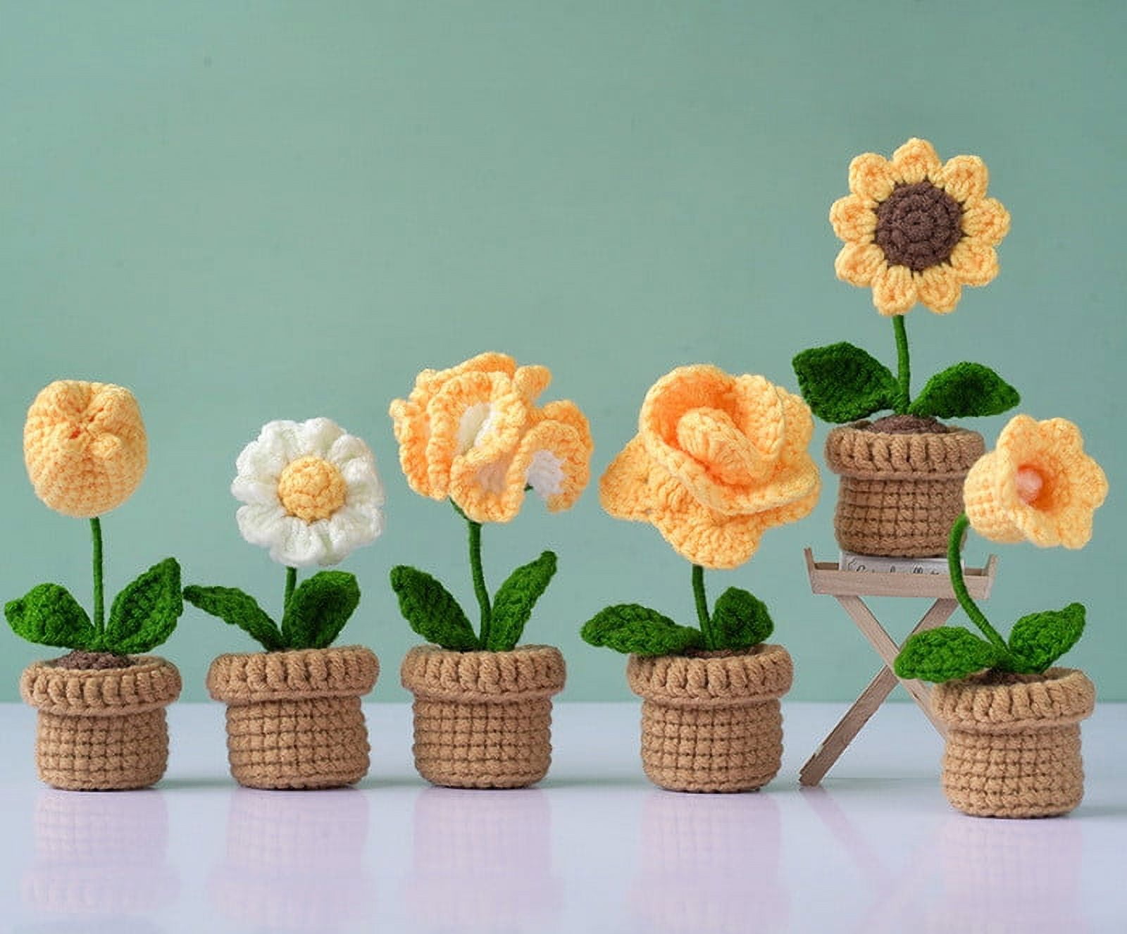 Chainplus Crochet Kit for Beginners, 6 Pcs Potted Flowers DIY Kit for  Adults and Kids, Crochet Starter Knitting Kit for Complete Beginners  (Yellow) 