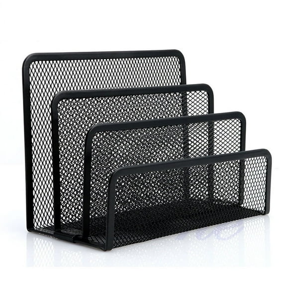 Chainplus Desk Mail Organizer Small File Letter Holder Metal Mesh Desktop Storage for Home or Office Desk (1 Pack, Black)