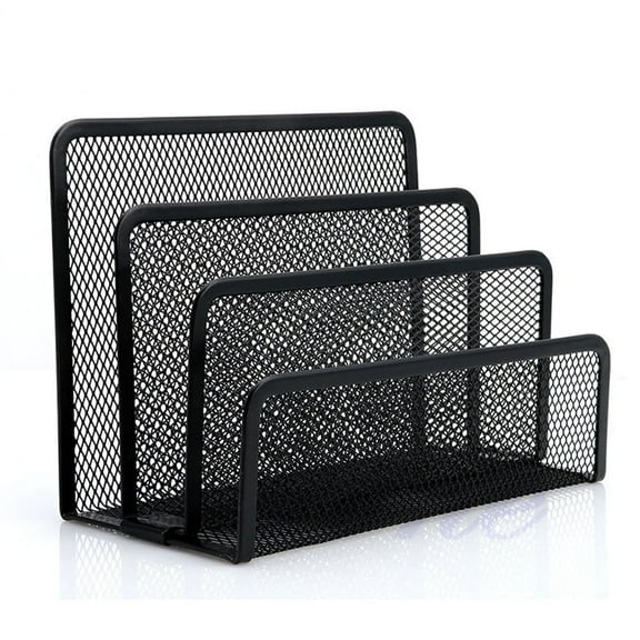Chainplus Desk Mail Organizer Small File Letter Holder Metal Mesh Desktop Storage for Home or Office Desk (1 Pack, Black)