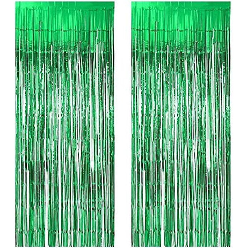 Chainplus Green Foil Fringe Curtain, 2 Packs 3FT x 8FT Metallic Tinsel Door  Curtains Photo Booth Backdrop for Wedding Birthday Baby Shower Christmas  Graduation Celebration Hawaiian Party Decorations 