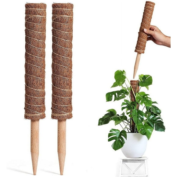 Triani 2Pcs Moss Pole Plant Stakes for Plant Climbing Support 31.5Inch Coir Totem Stackable Sticks Indoor Plants to Grow Upwards