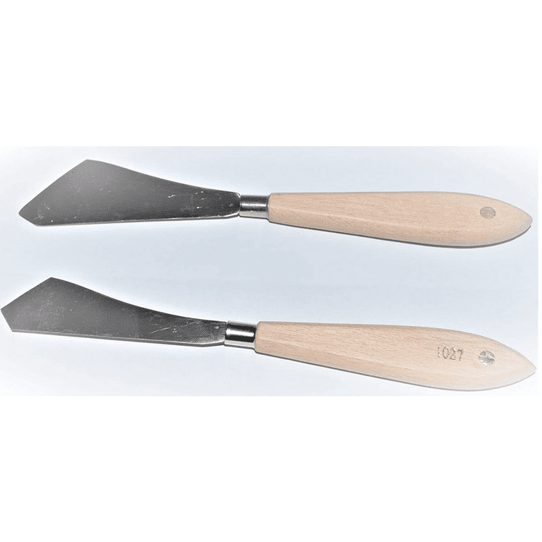 Chainplus Painting Knife Set of 2 - Two Palette Knives - Wood Handle and  Steel Blade (2) - Straight Edge Gentle Flex for Art and Paint 
