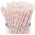 thumbnail image 1 of Chainplus Paper Straws - Durable & Eco-Friendly in Stripes Straws - Baby Pink Drinking Straws & Party Decoration Supplies, 1 of 8