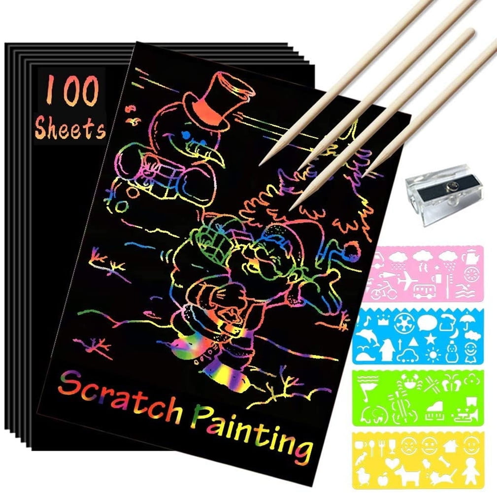 Chainplus Scratch Paper Art Set for Kids, 50 Sheets Scratch Paper Art  Notebooks Scratch it Off Art Supplies for 6 7 8 9 10 11 12 Year Old Girls  Boys Birthday Game Party Favor Easter Toy 