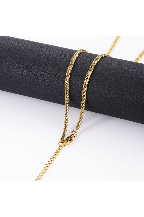Chains for Men, 18K Gold Plated Stainless Steel Silver Tone Gold or Black Wheat Necklace Chain for Men Women