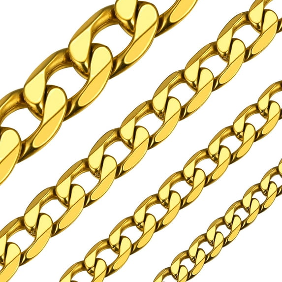 ChainsHouse Mens Necklaces Cuban Link Chain 14k Gold Plated Necklace for Men Women Stainless Steel 9mm Chunky Chains Men Jewelry Gift, 30 inches