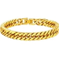 thumbnail image 1 of ChainsHouse 14k Gold Plated Cuban Link Bracelet for Men Women 8MM Width Chain Bracelets Jewelry Gift for Birthday Christmas Stuffers,8.3 in, 1 of 8