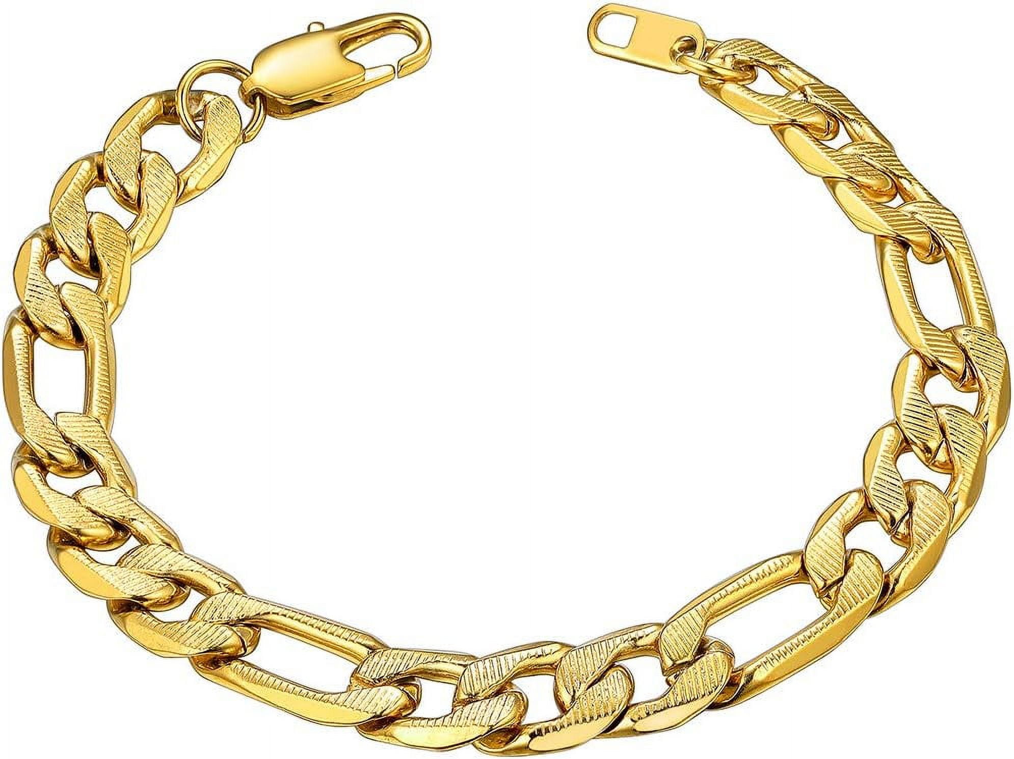 ChainsHouse 14k Gold Plated Figaro Link Bracelets for Women Men 9mm Hypoallergenic Jewelry Gift, 8.3inch