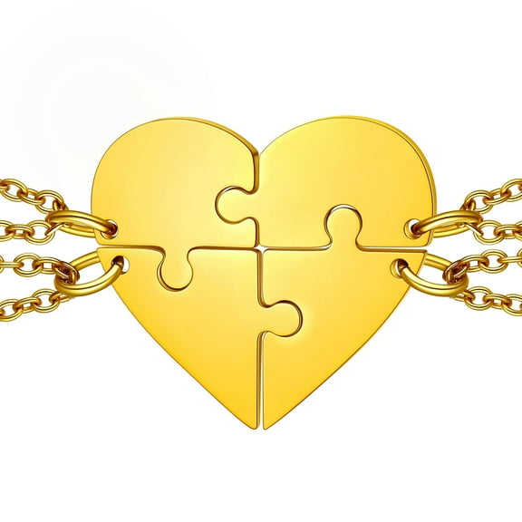 ChainsHouse 18K Gold Plated Heart Name Necklace Personalized for Women/Men,2/3/4 pcs Personalized Matching Jewelry Gift