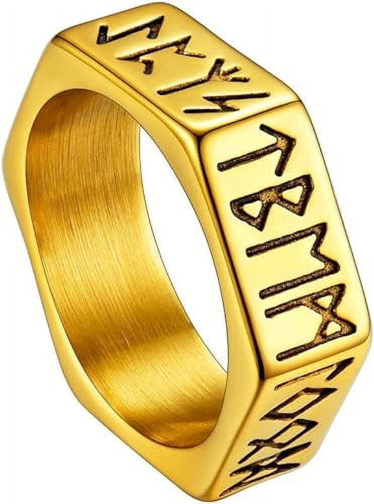 Viking Gold Rings ChainsHouse 18K Gold Viking Ring for Women/Men,Norse Viking Symbol Hip ...