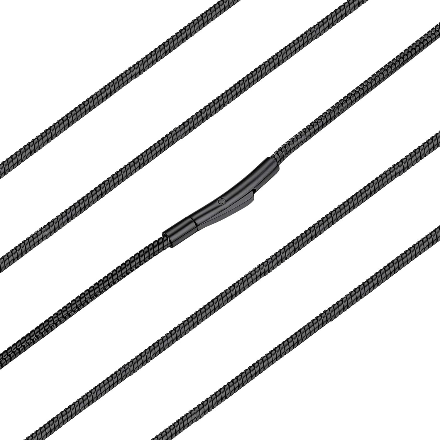 ChainsHouse 2.0mm Thin Black Snake Chain Necklaces for Women Men Stainless Steel Waterproof 16"-30" Jewelry Gift