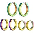 thumbnail image 1 of ChainsHouse 3 Pairs Hoop Earrings for Men Women Small Huggie Hoops Earring Set Rainbow Color Cartilage Post Hypoallergenic Ear Piercing Jewelry Gift, 1 of 10