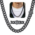 thumbnail image 1 of ChainsHouse 9MM Black Cuban Link Chain for Men Women 26 Inch Hip Hop Necklace with Shining Cross Clasp Chain Jewelry Gift for Father's Day Christmas, 1 of 7