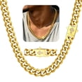 thumbnail image 1 of ChainsHouse 9MM Cuban Link Chain Necklace for Men Women 22 Inch 14K Gold Plated Chunky Chain with Sparkling Cross Clasp Necklace Jewelry Gift for Father's Day Valentines, 1 of 7