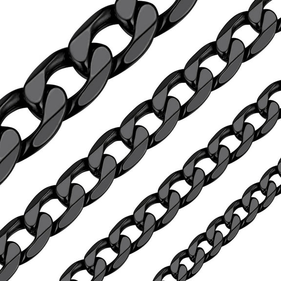 ChainsHouse Mens Necklaces Cuban Link Chain Black Necklace for Men Stainless Steel 6mm Chunky Chains Hiphop Men Jewelry Gift, 20 inches