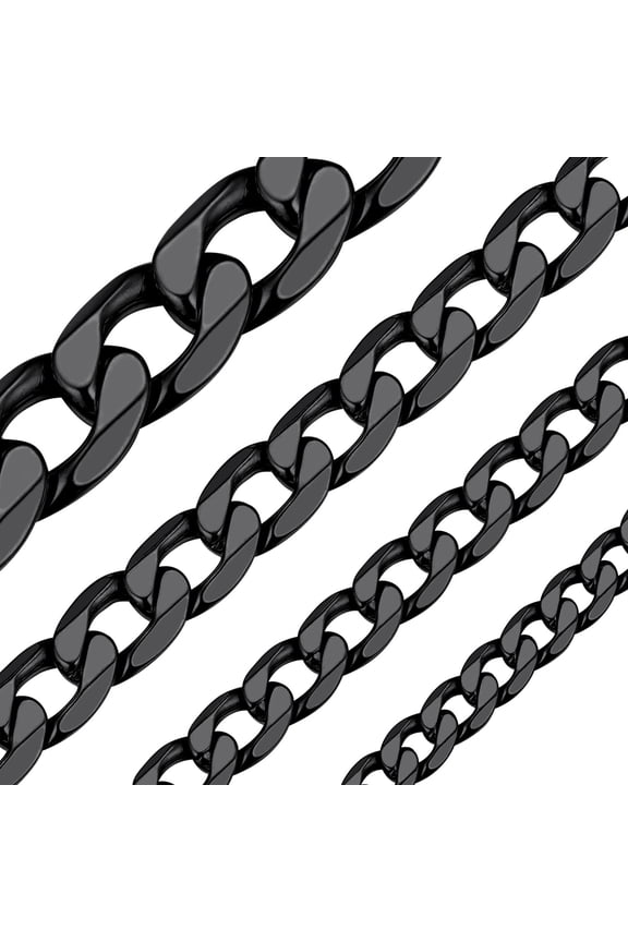 Mens Necklaces Cuban Link Chain Black Necklace for Men Stainless Steel 6mm Chunky Chains Hiphop Men Jewelry Gift, 20 inches
