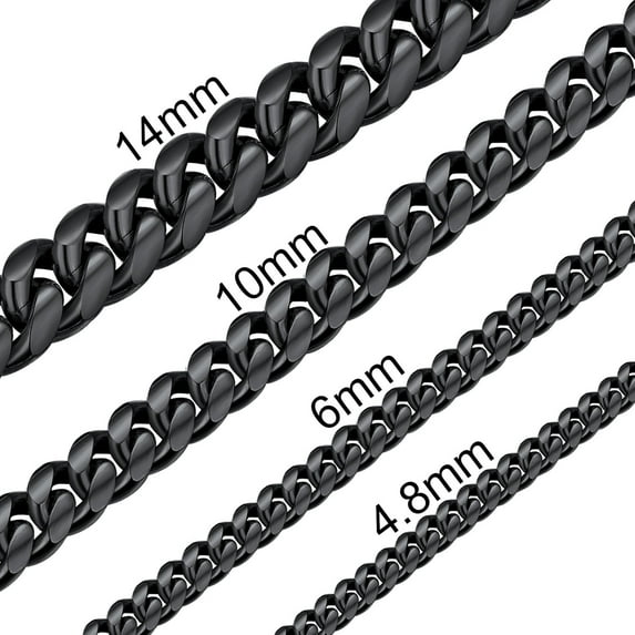 ChainsHouse Stainless Steel Cuban Link Chain Necklace for Men Black Chains Birthday Christmas Valentines Jewelry Gift, 14mm Width 20 inch Length