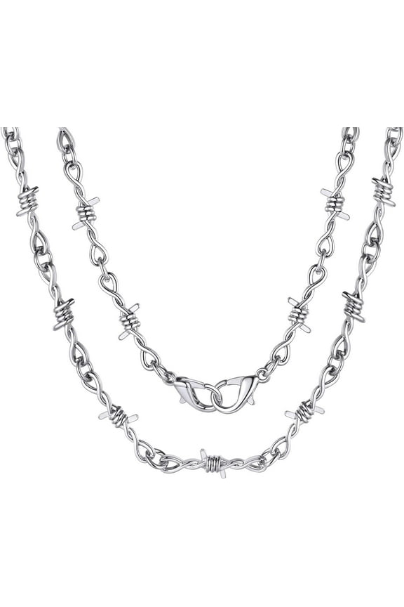Men's Necklaces Stainless Steel Punk Thorns Chains 6mm Width Chunky Chains Gothic Jewelry Gift, 22inch