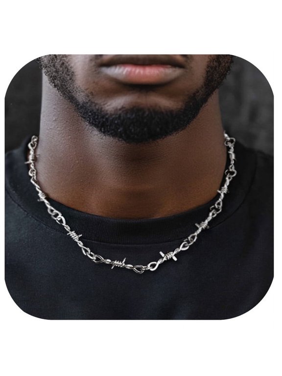 Stainless Steel Punk thorns Chain Necklaces for Men Women Choker Chain Jewelry Gifts, 18inch