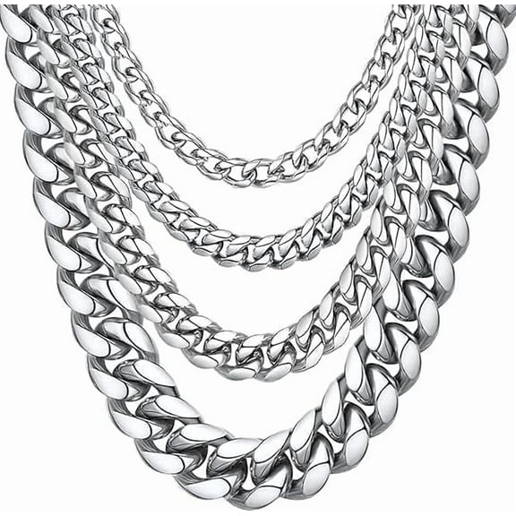 ChainsHouse Stainless Steel Cuban Link Chain Necklace for Men Durable Chains Birthday Christmas Valentines Jewelry Gift, 14mm Width 18 inch Length