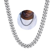 ChainsHouse 10MM Chunky Stainless Steel Cuban Link Chain Necklace for Men Durable Silver Chains for Fathers Day Christmas Valentines Jewelry Gift,14