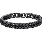 ChainsHouse Black Cuban Link Bracelet for Men Chunky 8mm/12mm/17mm Width Men's Chain Bracelets Stainless Steel Punk Jewelry Gift