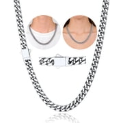 ChainsHouse Mens Stainless Steel Necklaces Chain Necklace for Men Women 7mm Width Silver Cuban Link Chains Jewelry Gifts, 18/20/22/24/26/28/30 inch