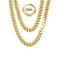 thumbnail image 1 of ChainsHouse 14k Gold Plated Cuban Link Chain Necklace for Men Women Stainless Steel 12mm Chunky Chains Choker Necklaces Mens Jewelry Gift, 22 Inches, 1 of 9