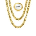 thumbnail image 1 of ChainsHouse 14k Gold Plated Cuban Link Chain Necklace for Men Women Stainless Steel 9mm Chunky Chains Choker Necklaces Mens Jewelry Gift, 30 Inches, 1 of 9