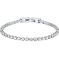 thumbnail image 1 of ChainsHouse White Gold Plated Tennis Bracelet for Women with Cubic Zirconia Round Cut Stones, 6.7 Inch Eternity Jewelry, 1 of 8
