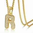 thumbnail image 1 of ChainsHouse 14K Gold Plated Initial Necklaces for Women Men Alphabet Bubble Pendant Necklace White Cubic Zirconia Birthday Christmas Anniversary Jewelry Gift, R, 1 of 8