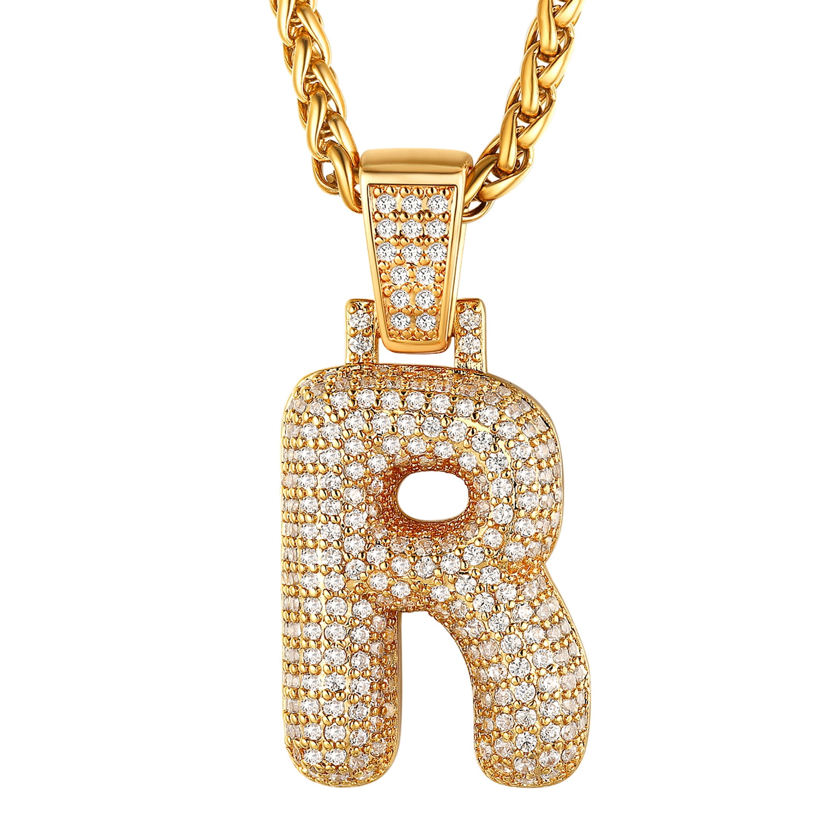 ChainsHouse Customized Initial Necklace for Women,18K Gold Plated Crystal Letter Pendant Necklace for Birthday Christmas Day Gift Jewelry,with Gift Package