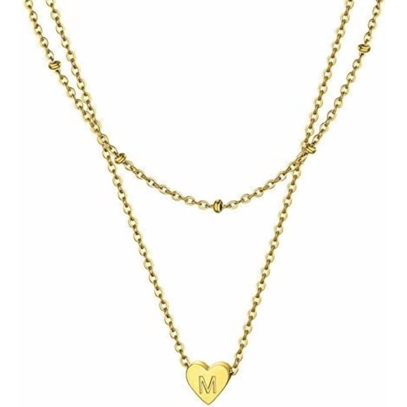 ChainsHouse 14K Gold Plated Initial Heart Necklaces for Women Letter A-Z Dainty Pendant Necklace Wife Daughter Mother Birthday Christmas Jewelry Gift