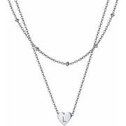 CHAINSHOUSE Cutomed Initial Necklaces for Women,Letter A-Z Layered Necklaces for Mom Adjustable Layering Simple Heart Pendant Choker Necklace for Birthday Mother's Day Gift Jewelry,(Box）
