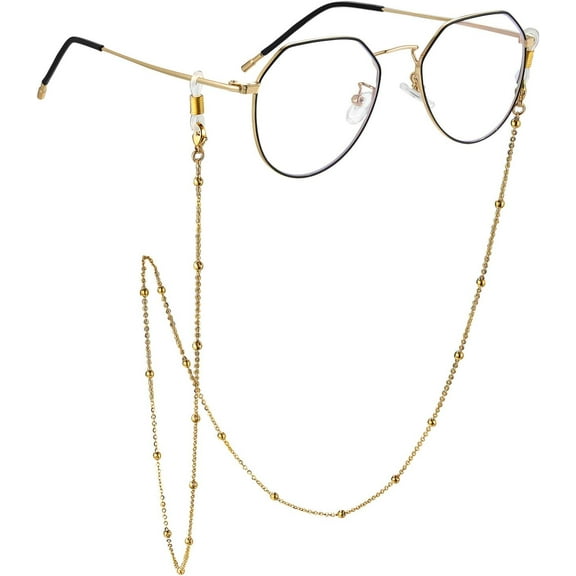 ChainsHouse Gold Plated Eyeglass Chains Cord for Women Men Beaded Cuban Link Summer Sunglasses Holder Eyewear Jewelry