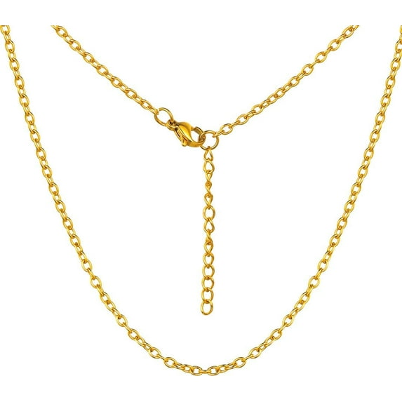 ChainsHouse 14K Gold Plated 2mm Thin Chain Necklaces for Women Dainty Necklace for Pendant 18"-30" Length Birthday Christmas Anniversary Jewelry Gift