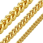 ChainsHouse 14k Gold Plated Chain Link Necklace for Men Women 4mm Flat Franco Curb Chains Jewelry Gift, 18 inch