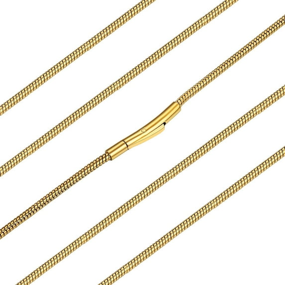 ChainsHouse Gold Plated 2.0mm Thin Snake Chain Necklaces for Women Men Stainless Steel Waterproof 16"-30" Jewelry Gift