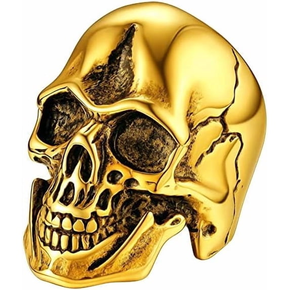 Skrloton Rings ChainsHouse Gold Plated Rings for Men Gothic Skull Ring Non Tarnish ...