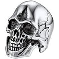 thumbnail image 1 of ChainsHouse Gothic Skull Rings for Men Women Stainless Steel Head Skeleton Punk Finger Ring for Halloween Party Jewelry, Size 8, 1 of 8