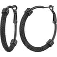 thumbnail image 1 of ChainsHouse Half Mesh Hoop Earrings for Women Hypoallergenic Trendy Hoops Black, 40mm, 1 of 8